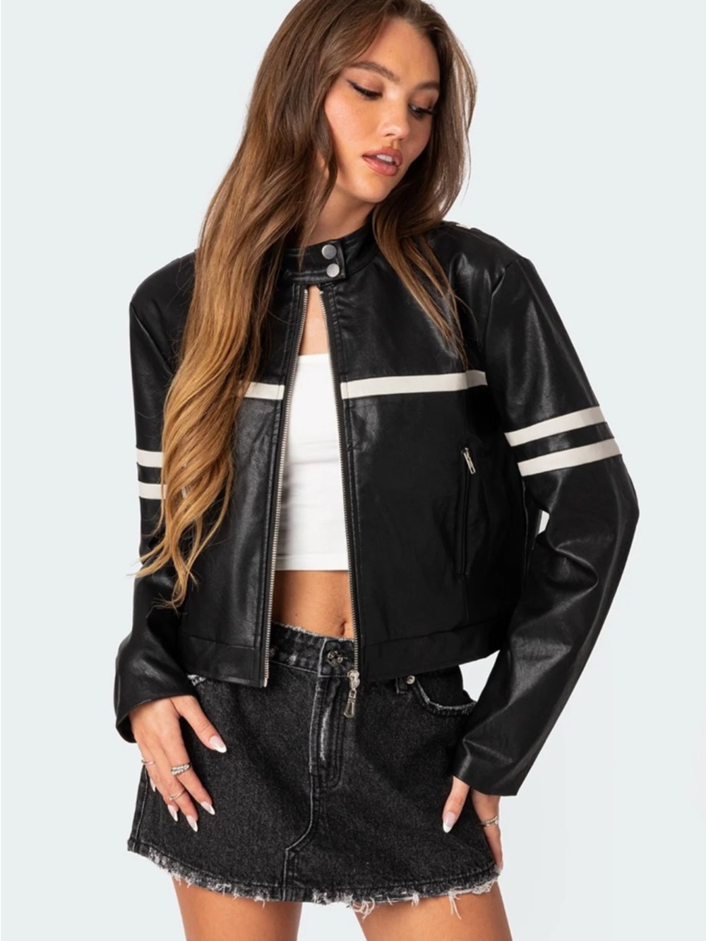 NWT Edikted Rockstar Oversized Vegan Leather Jacket